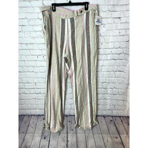 ellen tracy linen pants striped colorful size XL NWT